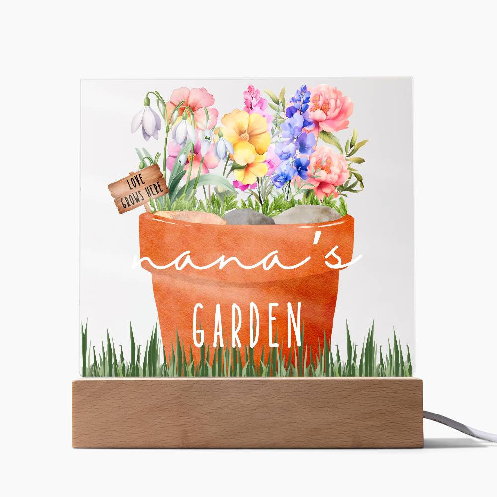 Nana's Garden | 4 Birth Flower Selection | Acrylic Square Plaque