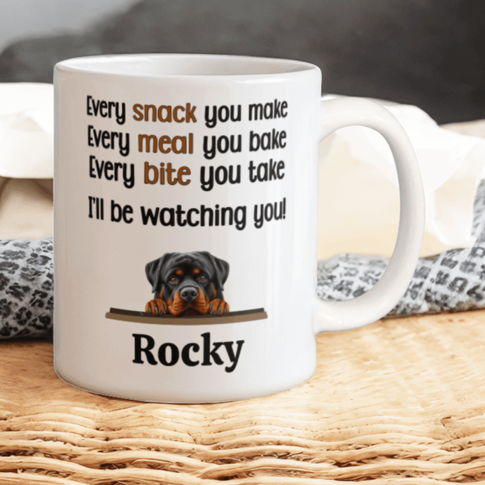 Personalized Dog Breed | Every Snack You Make, I'll Be Watching You | White Ceramic Mug