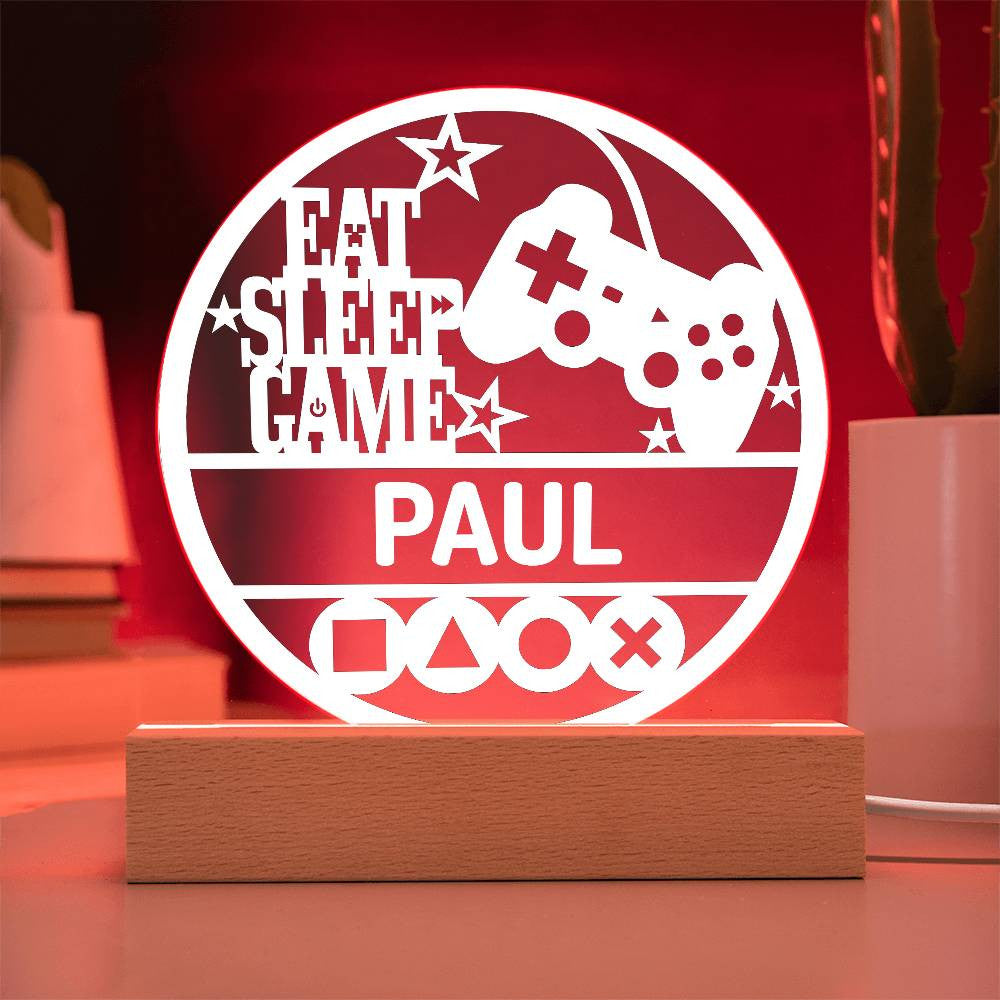 Personalized Name Gamer LED Nightlight Acrylic Circle Plaque