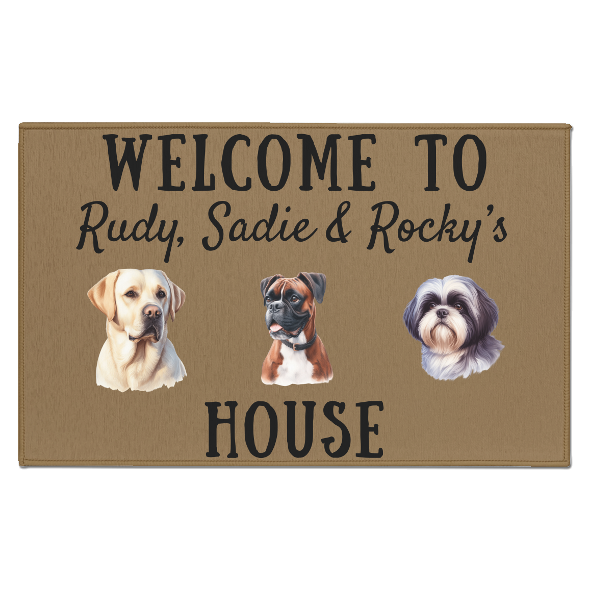 Personalized Dog Breed Welcome Indoor Doormat - 3 dogs