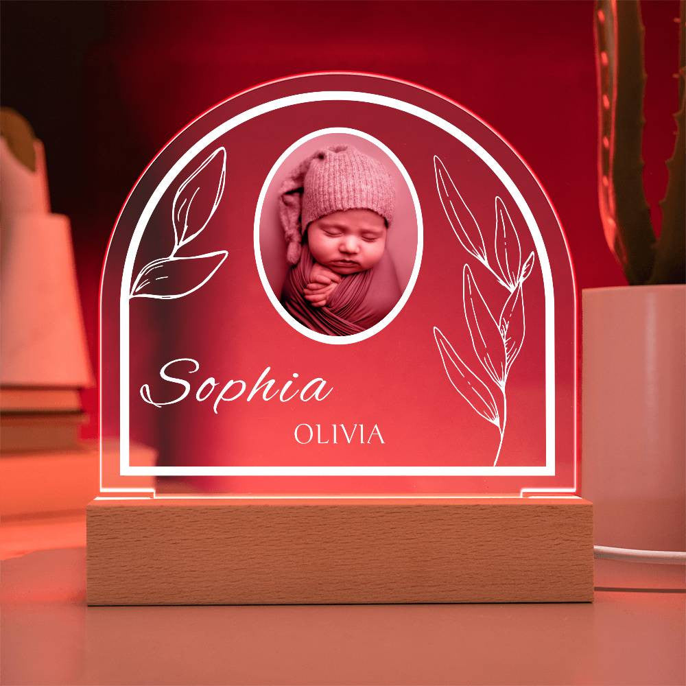 Personalized Photo First Name Middle Name Acrylic Dome Plaque | Baby Gift | Birthday | Christmas