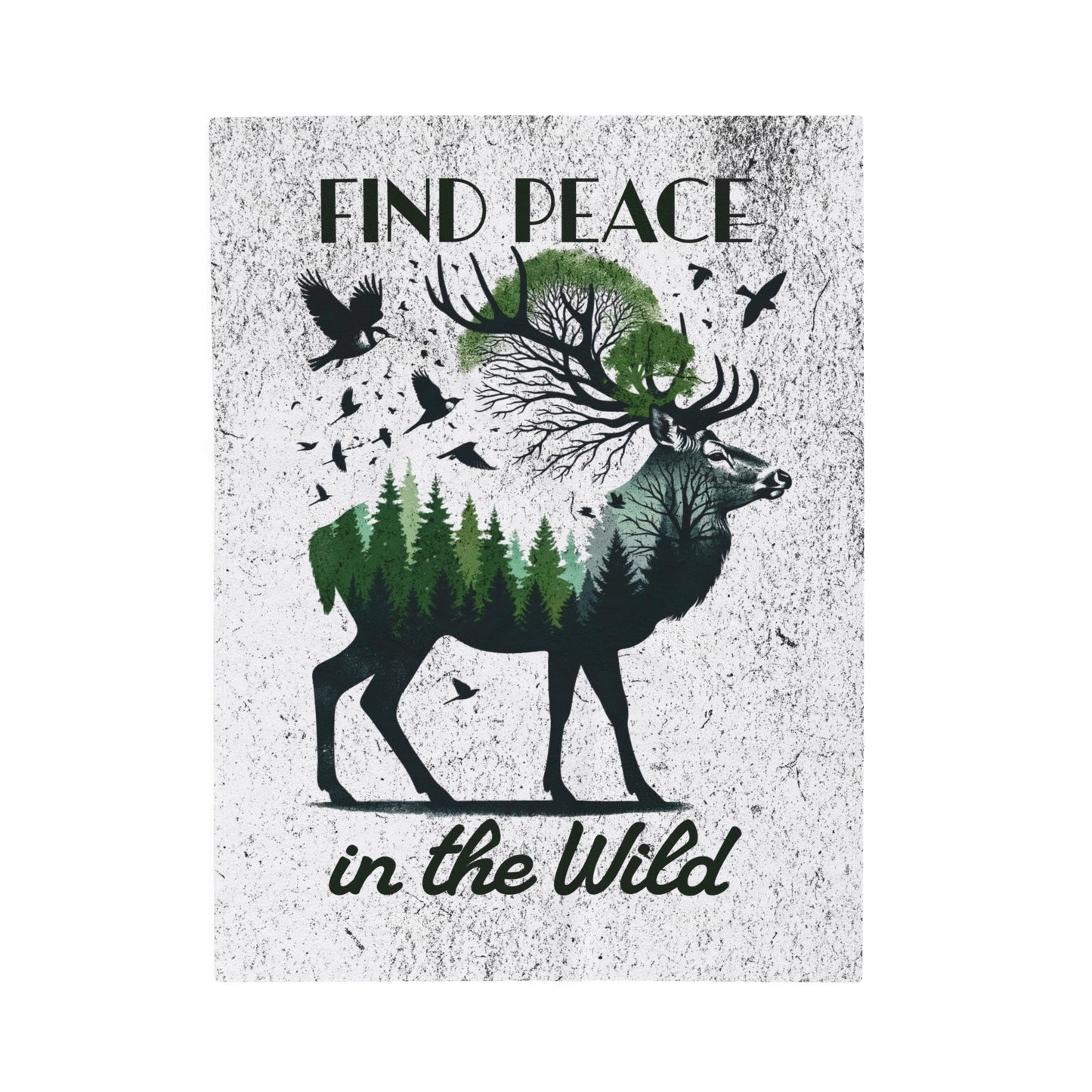 "Find Peace in the Wild" Plush Velveteen Blanket