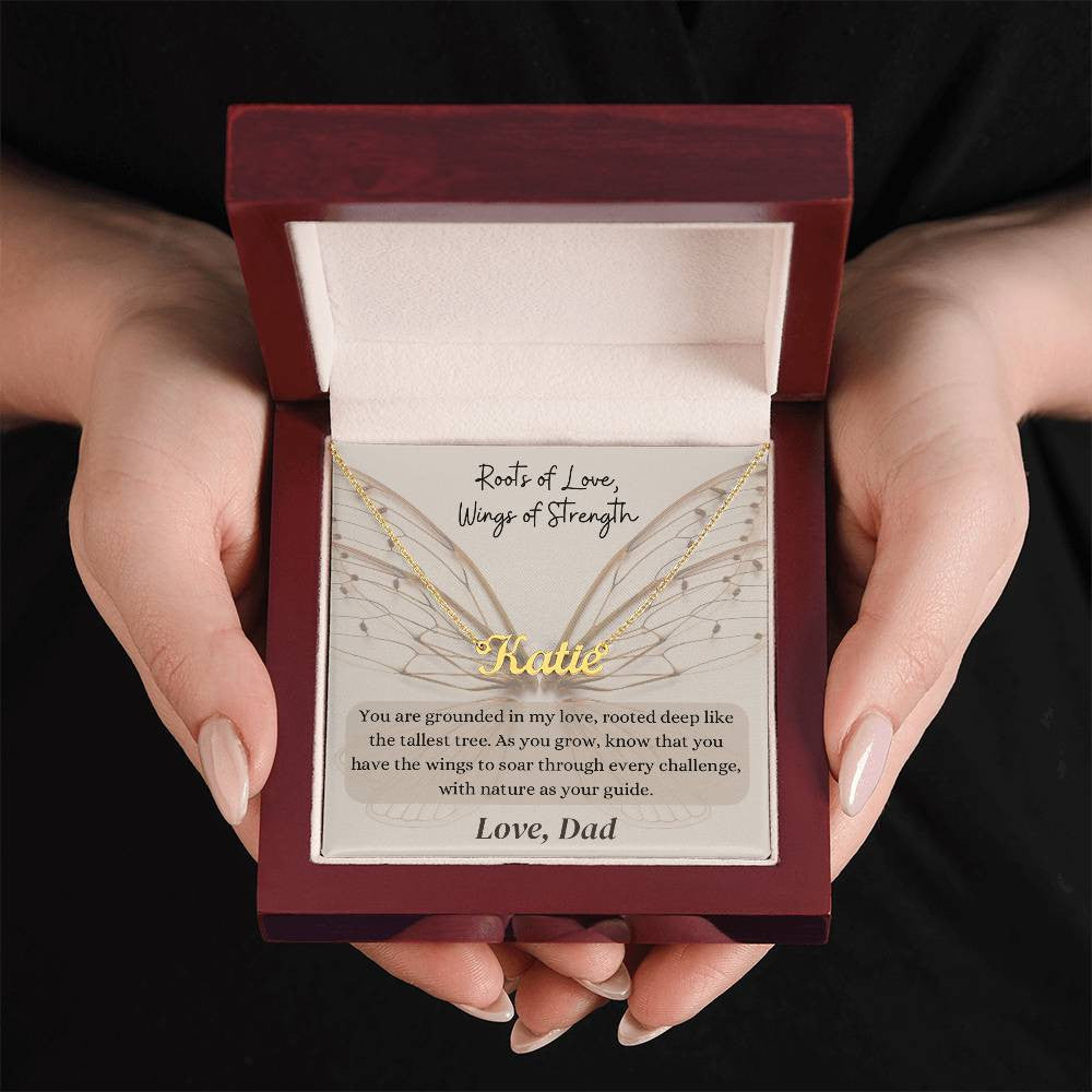 Roots of Love, Wings of Strength | Personalized Name Necklace with Personalized Message Card | Not Sold in Stores