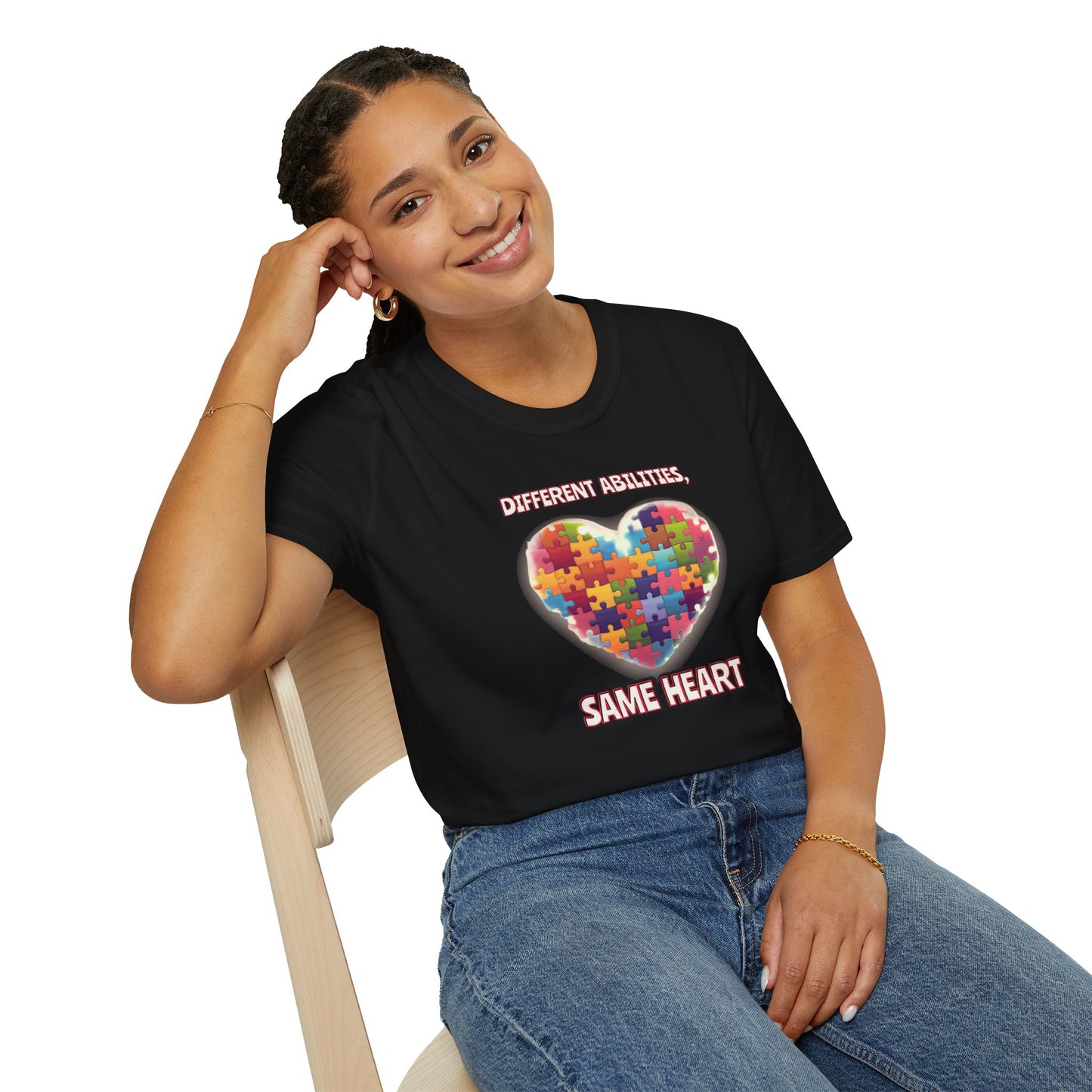 DIFFERENT ABILITIES, SAME HEART | INCLUSION SEL T-SHIRT Unisex Softstyle T-Shirt