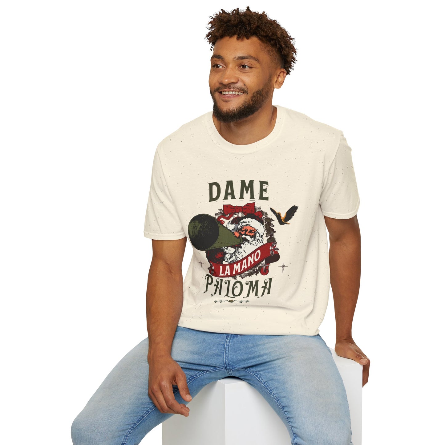 Christmas Tshirt | Dame la Mano Paloma | Puerto Rican Latino Navidad | Unisex Softstyle T-Shirt