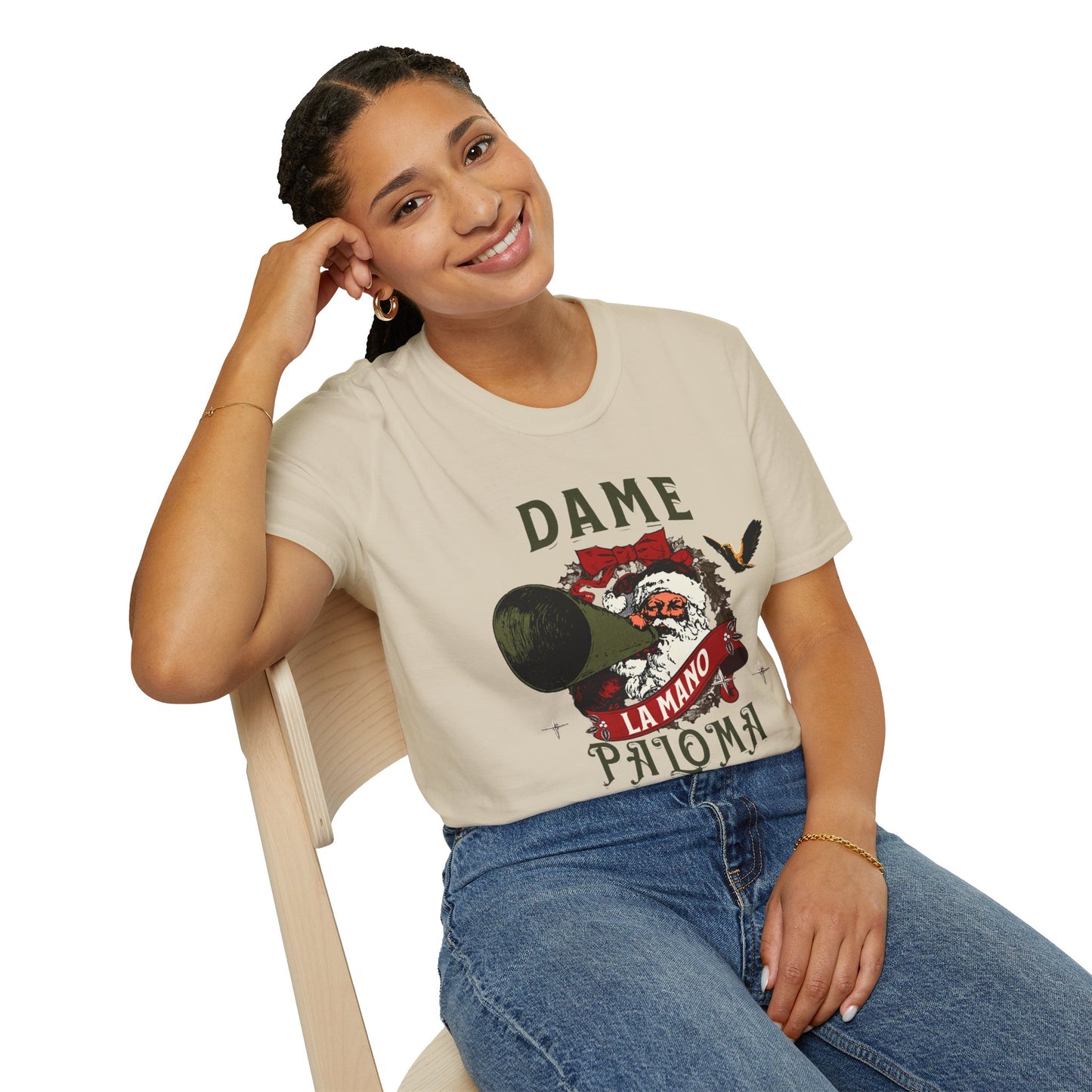 Christmas Tshirt | Dame la Mano Paloma | Puerto Rican Latino Navidad | Unisex Softstyle T-Shirt