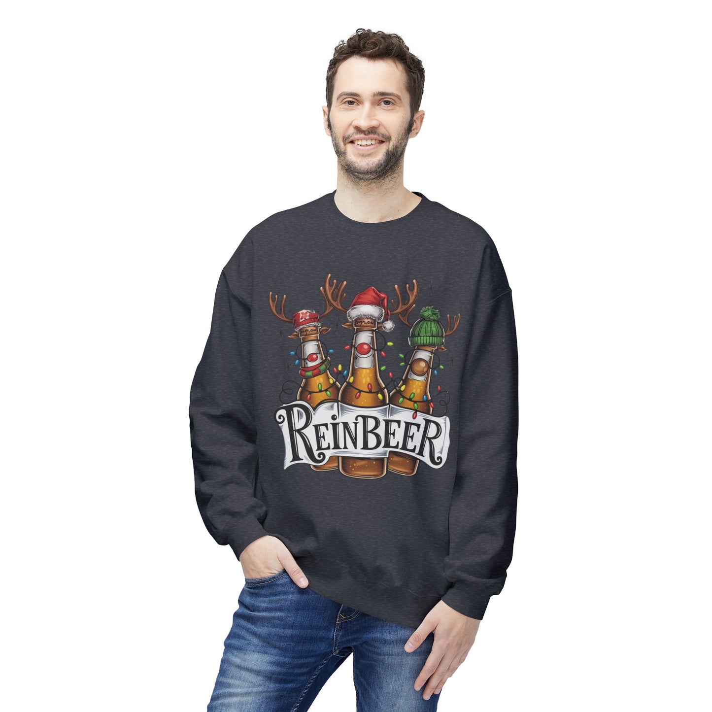 REINBEER Funny Christmas Unisex Midweight Softstyle Fleece Crewneck Sweatshirt