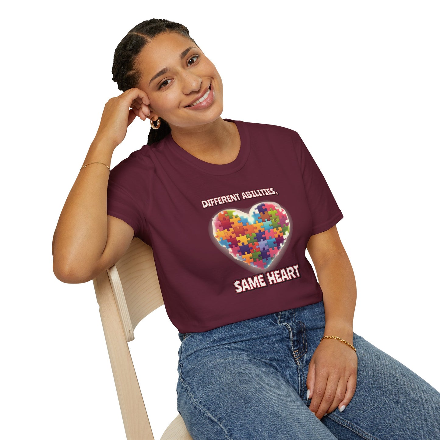 DIFFERENT ABILITIES, SAME HEART | INCLUSION SEL T-SHIRT Unisex Softstyle T-Shirt