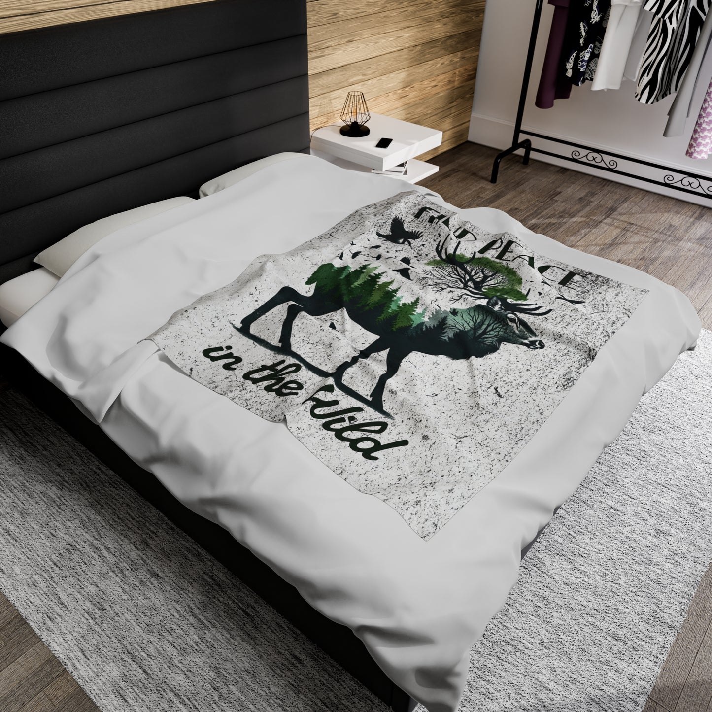 "Find Peace in the Wild" Plush Velveteen Blanket