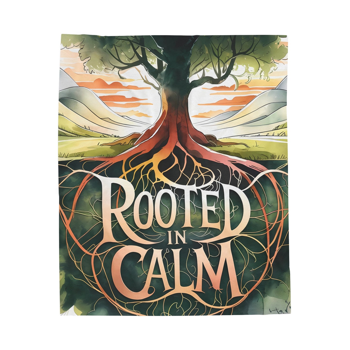 "Rooted in Calm" Plush Velveteen Blanket