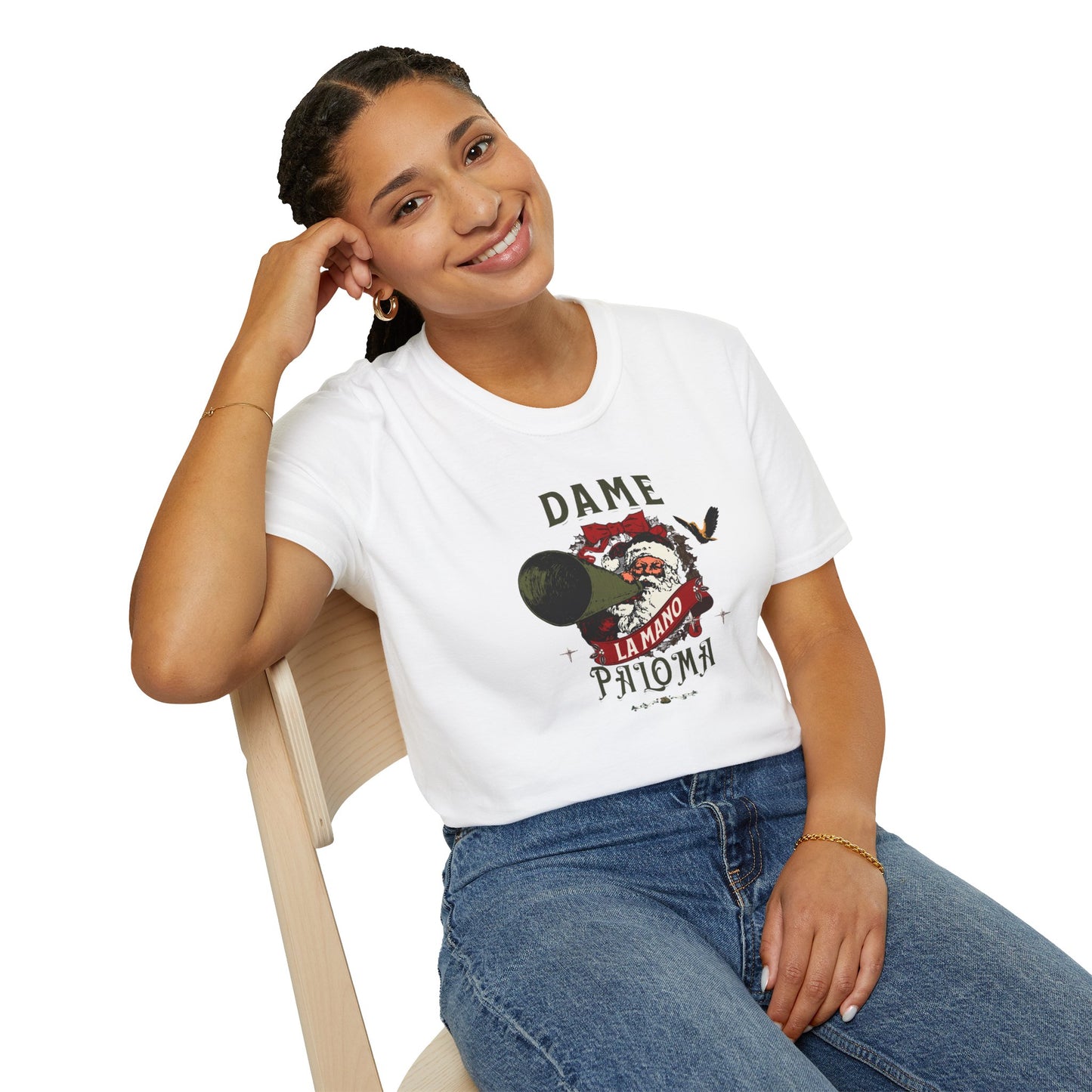 Christmas Tshirt | Dame la Mano Paloma | Puerto Rican Latino Navidad | Unisex Softstyle T-Shirt