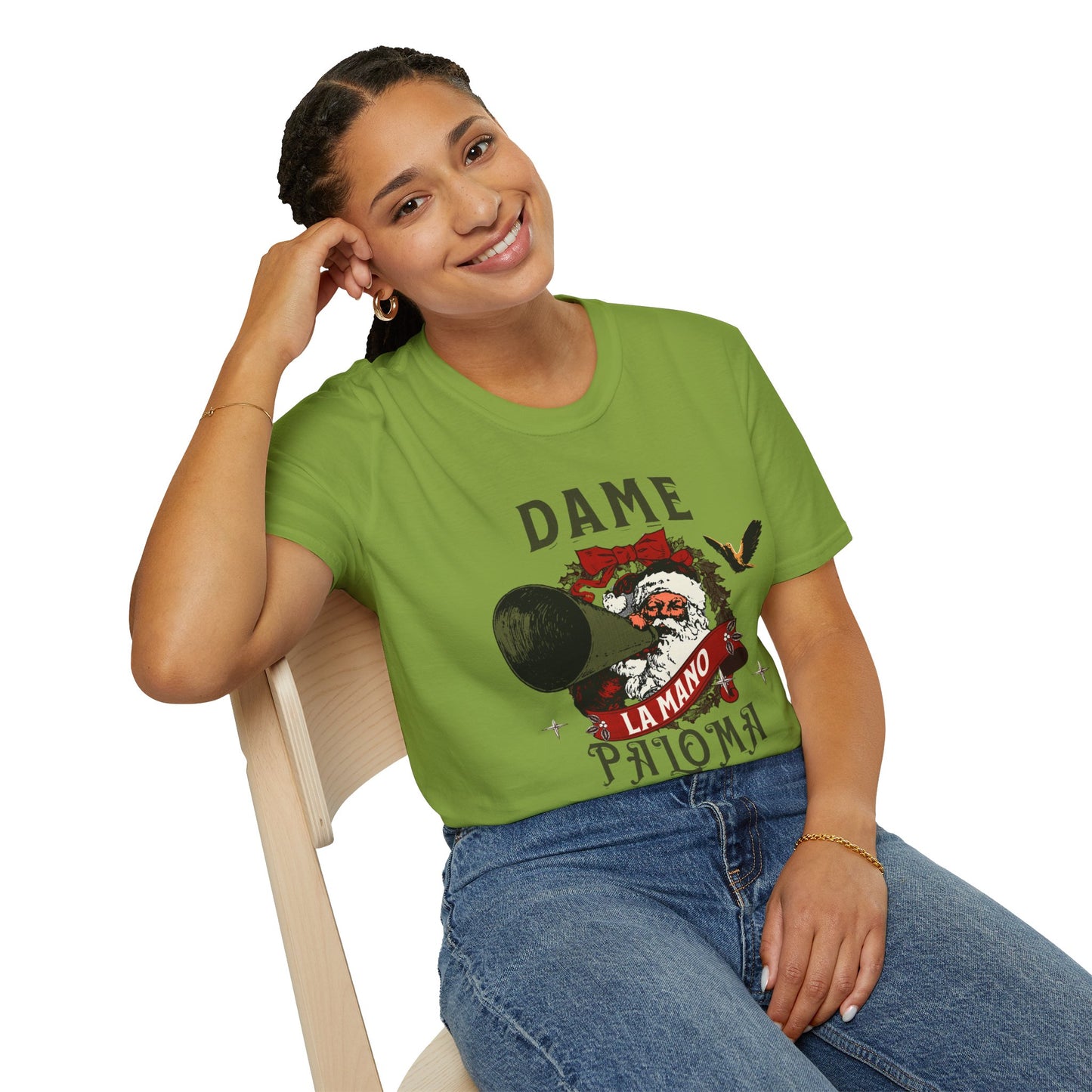 Christmas Tshirt | Dame la Mano Paloma | Puerto Rican Latino Navidad | Unisex Softstyle T-Shirt