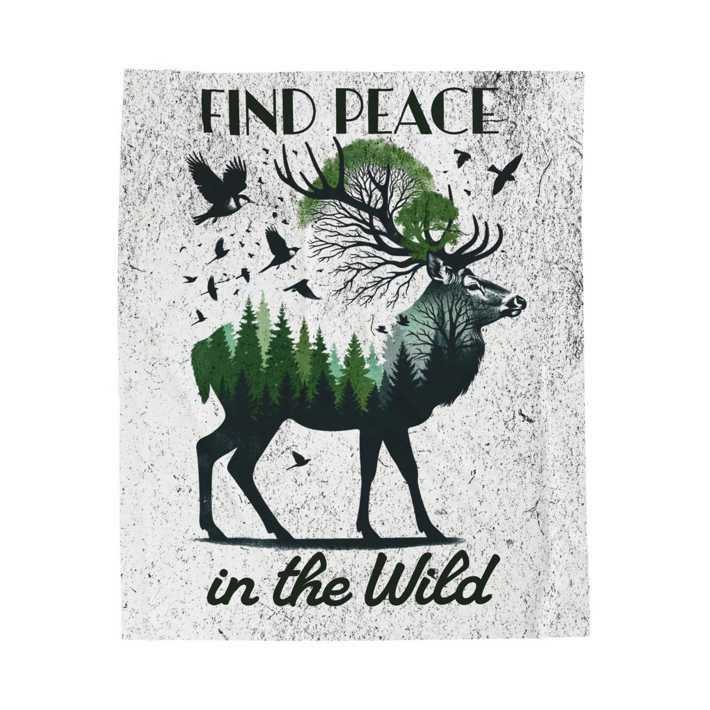 "Find Peace in the Wild" Plush Velveteen Blanket