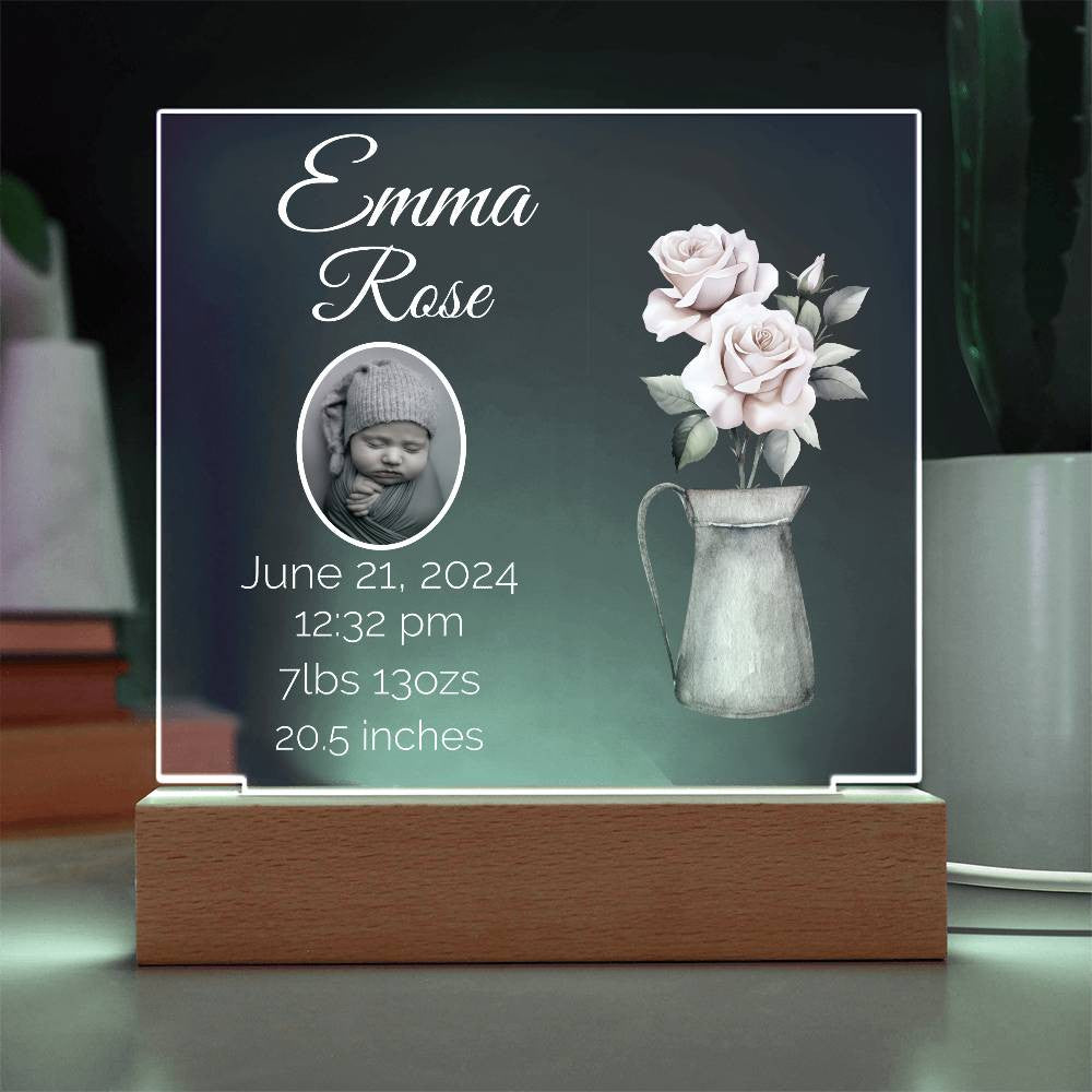 Illuminate Your Love with a Customizable LED Birth Announcement Plaque!