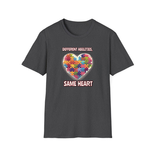 DIFFERENT ABILITIES, SAME HEART | INCLUSION SEL T-SHIRT Unisex Softstyle T-Shirt