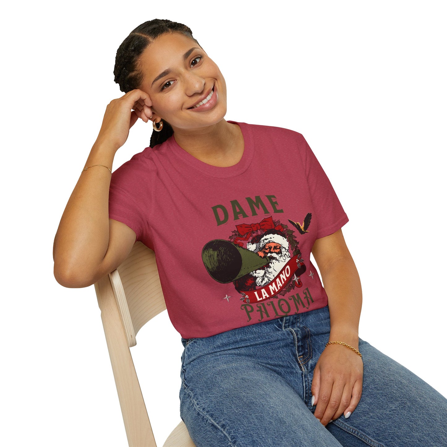 Christmas Tshirt | Dame la Mano Paloma | Puerto Rican Latino Navidad | Unisex Softstyle T-Shirt