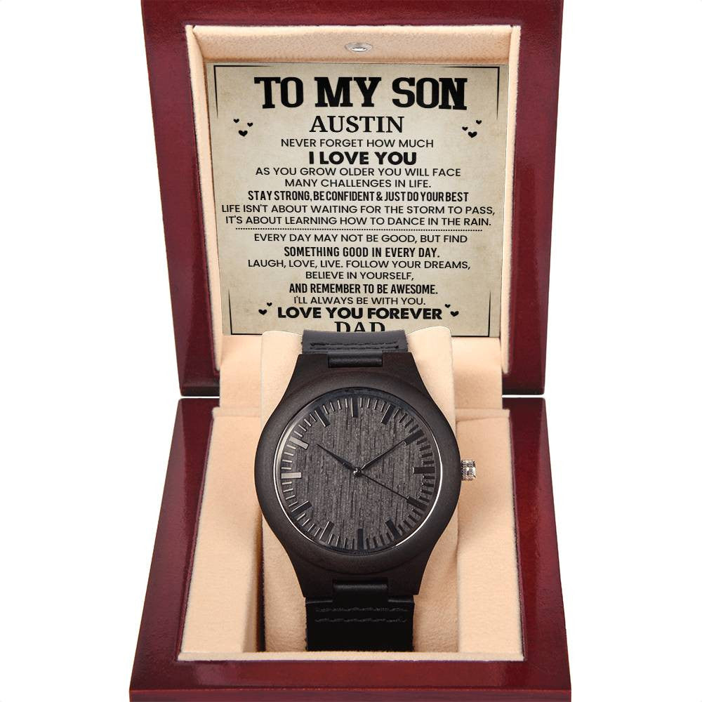 Personalized Name and Closing Text - Wooden Watch (NO ENGRAVING)