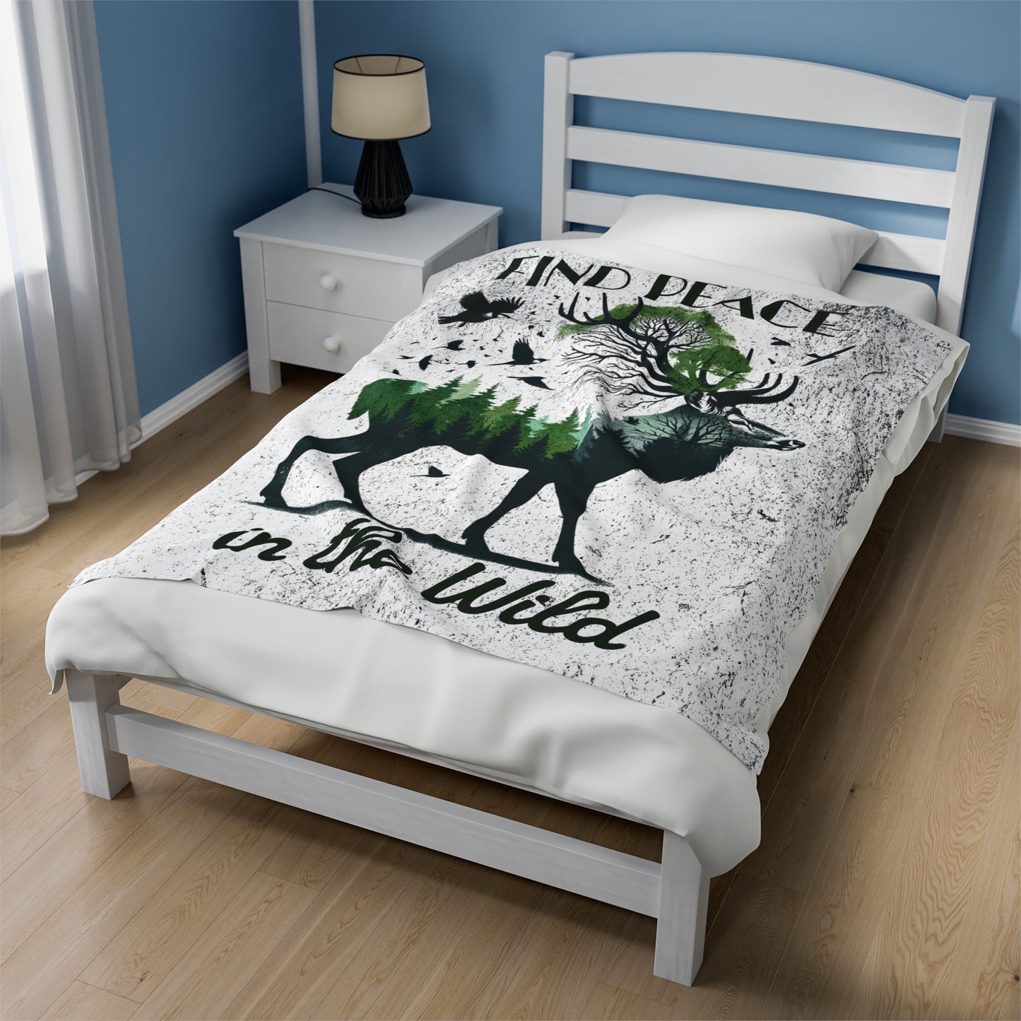 "Find Peace in the Wild" Plush Velveteen Blanket