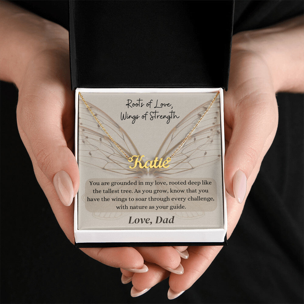 Roots of Love, Wings of Strength | Personalized Name Necklace with Personalized Message Card | Not Sold in Stores