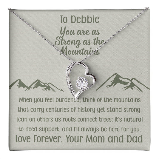 You Are as Strong as the Mountains | Personalized Gift Forever Love Necklace | Poem and Gift Box Included