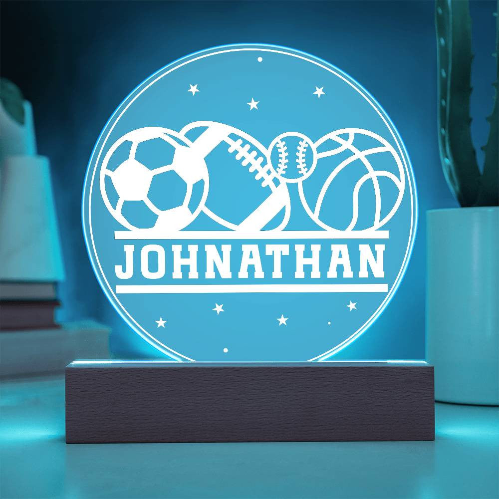 Personalized Name Sports Balls LED Nightlight Acrylic Circle Plaque