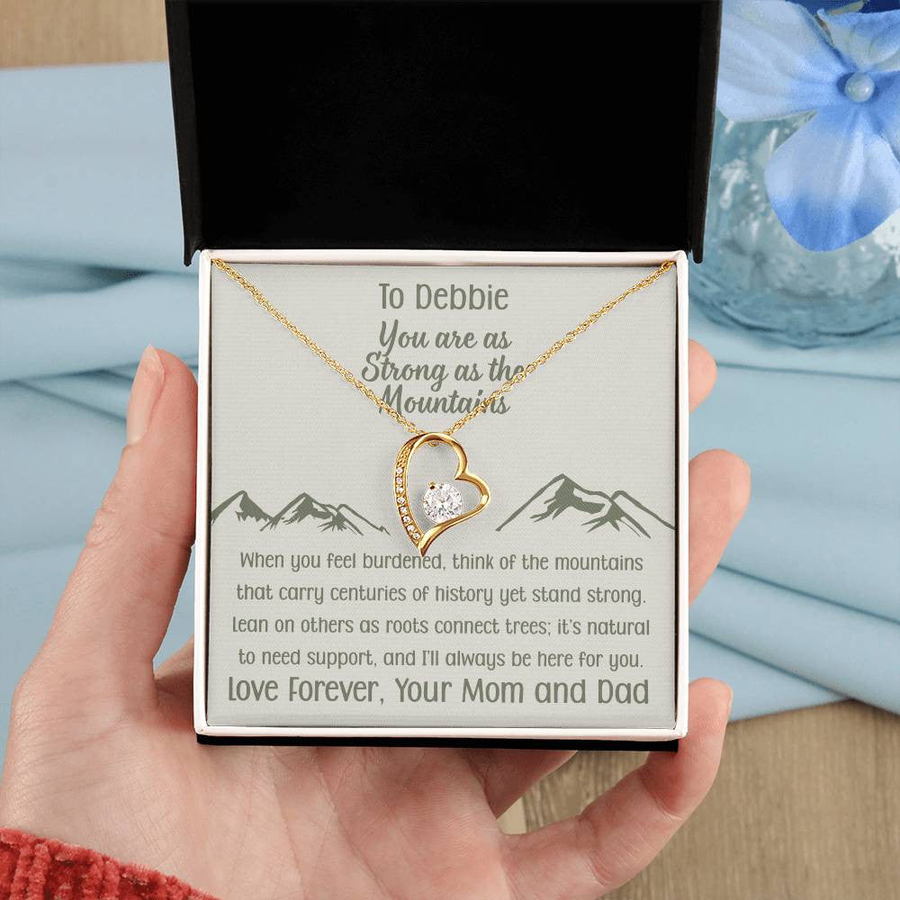 You Are as Strong as the Mountains | Personalized Gift Forever Love Necklace | Poem and Gift Box Included