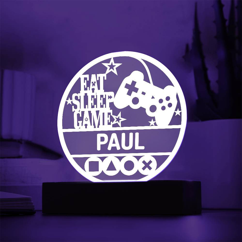 Personalized Name Gamer LED Nightlight Acrylic Circle Plaque