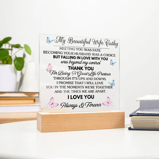 Meeting You Was Fate - Personalized Acrylic Plaque with LED Base