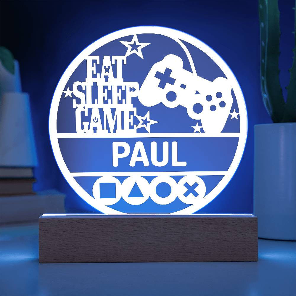 Personalized Name Gamer LED Nightlight Acrylic Circle Plaque