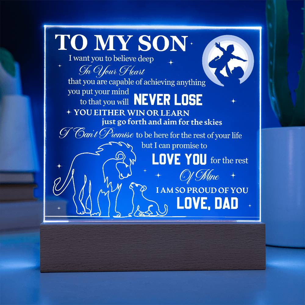 Personalize TO MY SON, LOVE DAD | LED Nightlight Acrylic Square Plaque