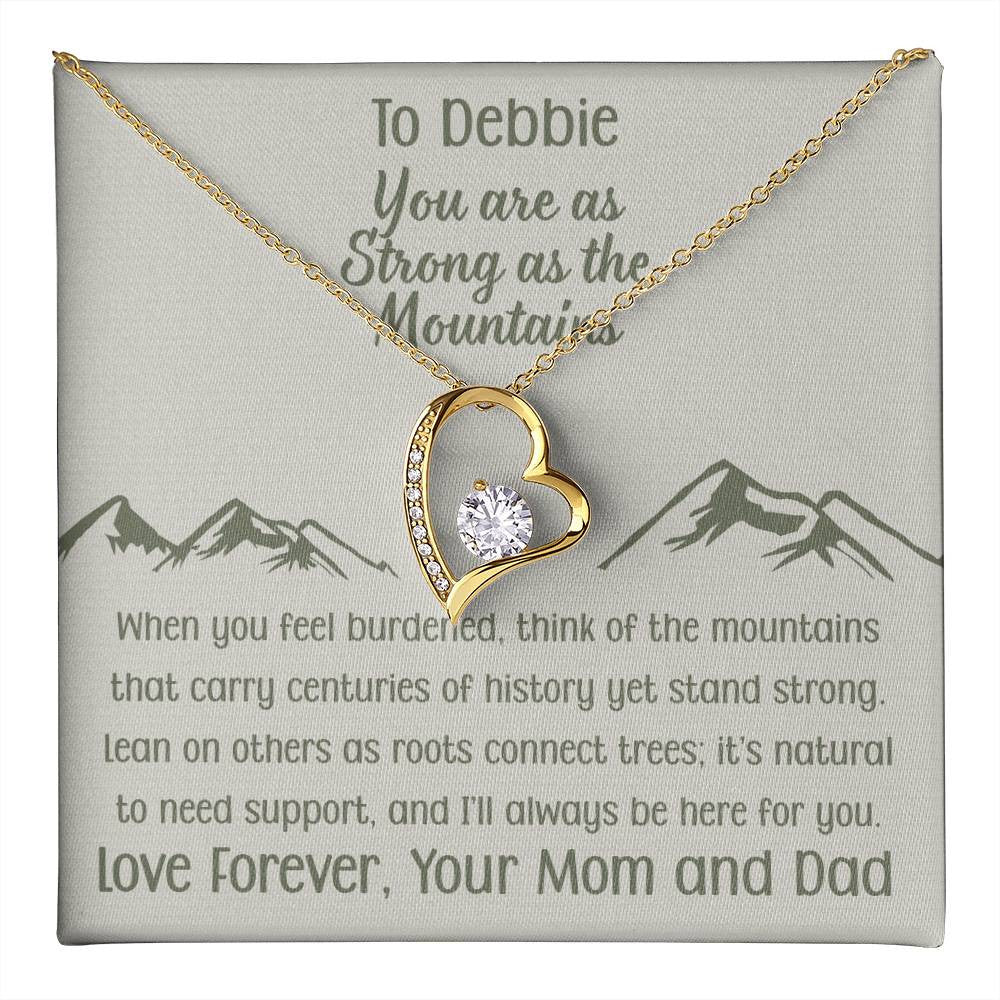 You Are as Strong as the Mountains | Personalized Gift Forever Love Necklace | Poem and Gift Box Included