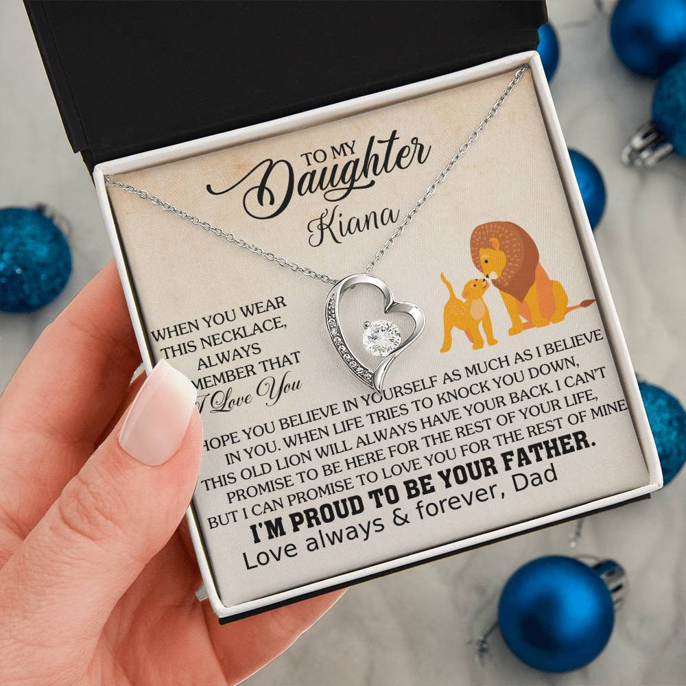 Free Personalization | For Daughter❤️ from Father | Forever Love Necklace with On Demand Message Card