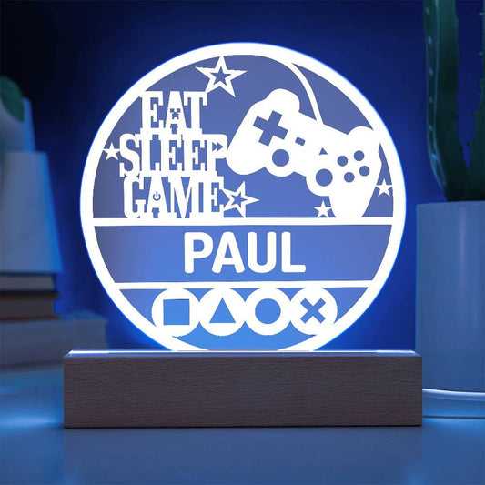 Personalized Name Gamer LED Nightlight Acrylic Circle Plaque