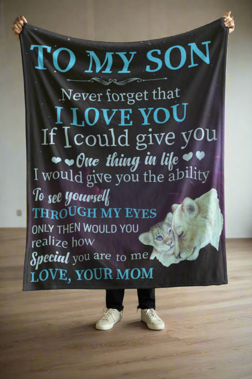 To My Son From Mom | Velveteen Plush Blanket