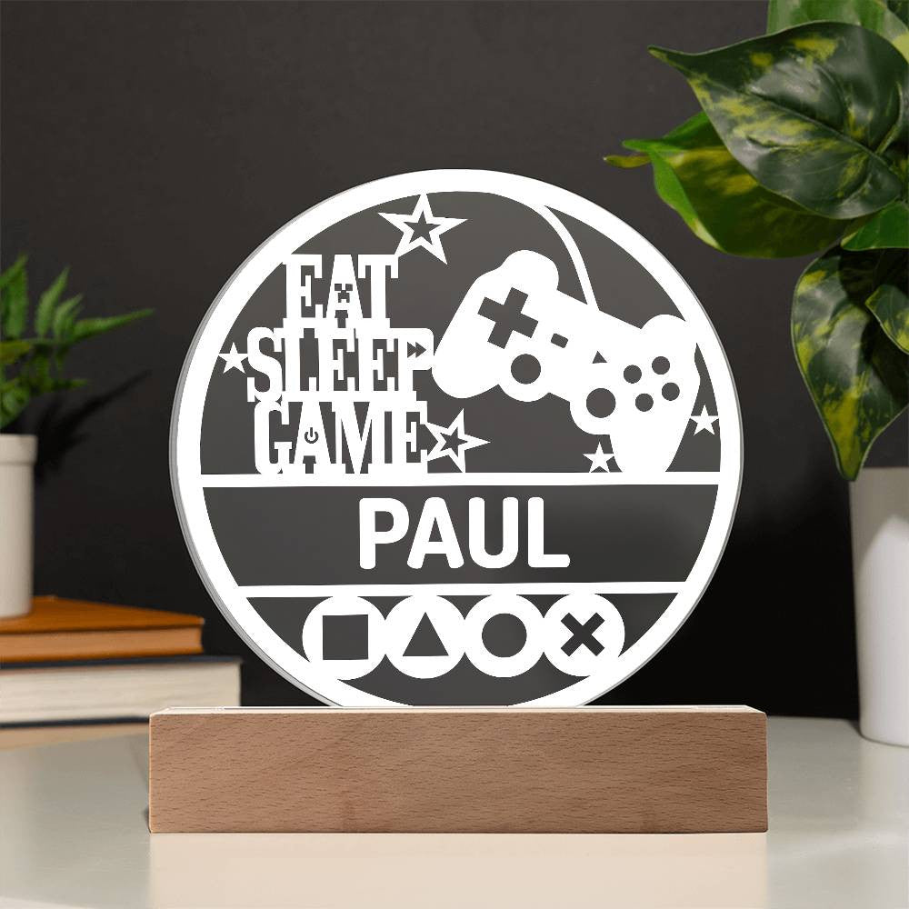 Personalized Name Gamer LED Nightlight Acrylic Circle Plaque