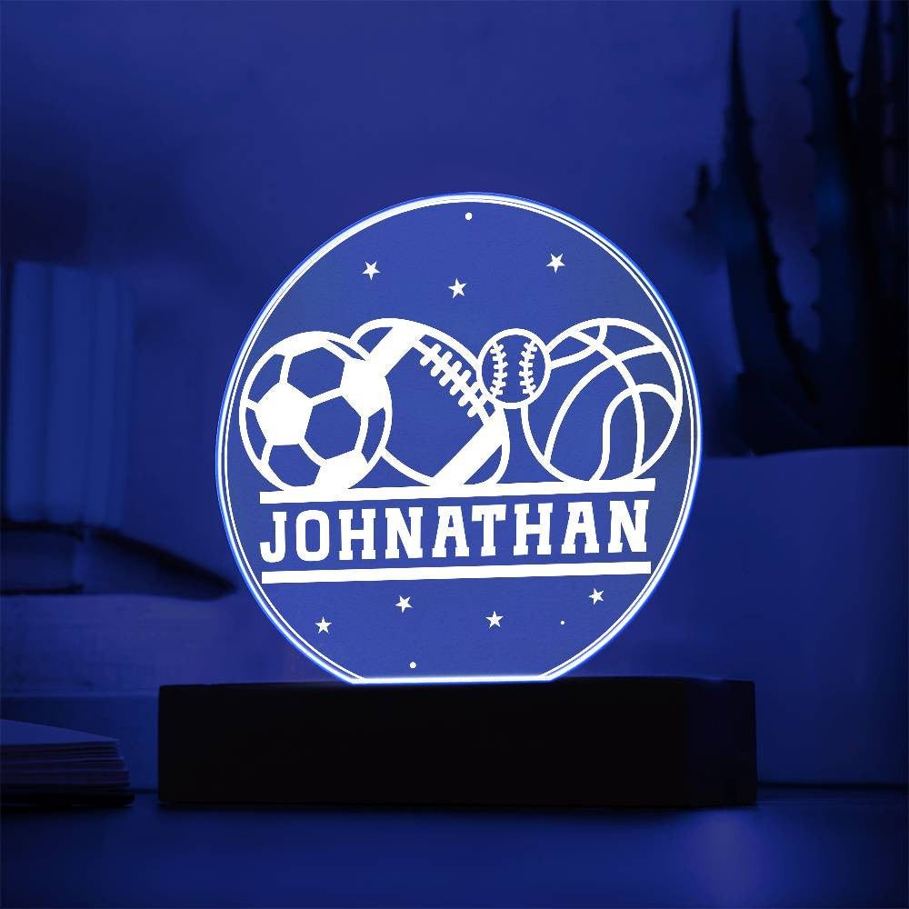 Personalized Name Sports Balls LED Nightlight Acrylic Circle Plaque