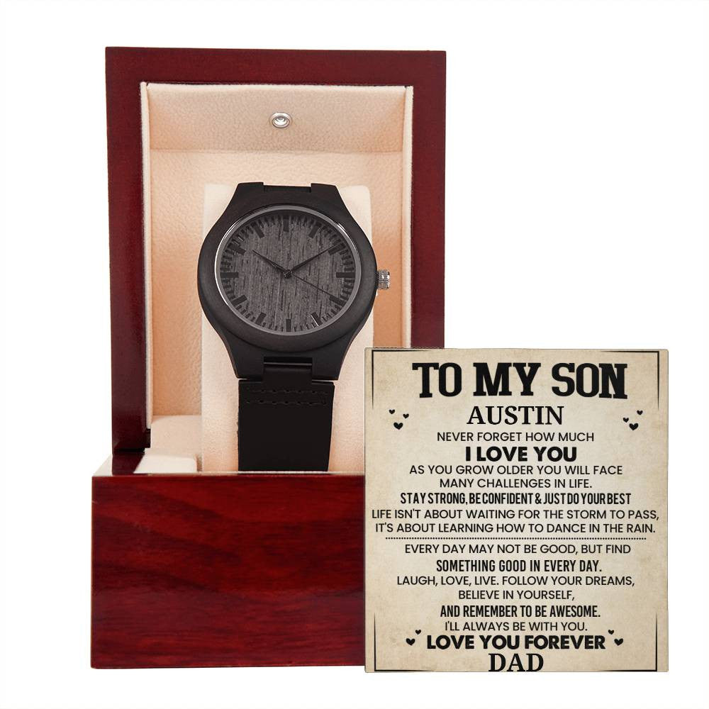 Personalized Name and Closing Text - Wooden Watch (NO ENGRAVING)