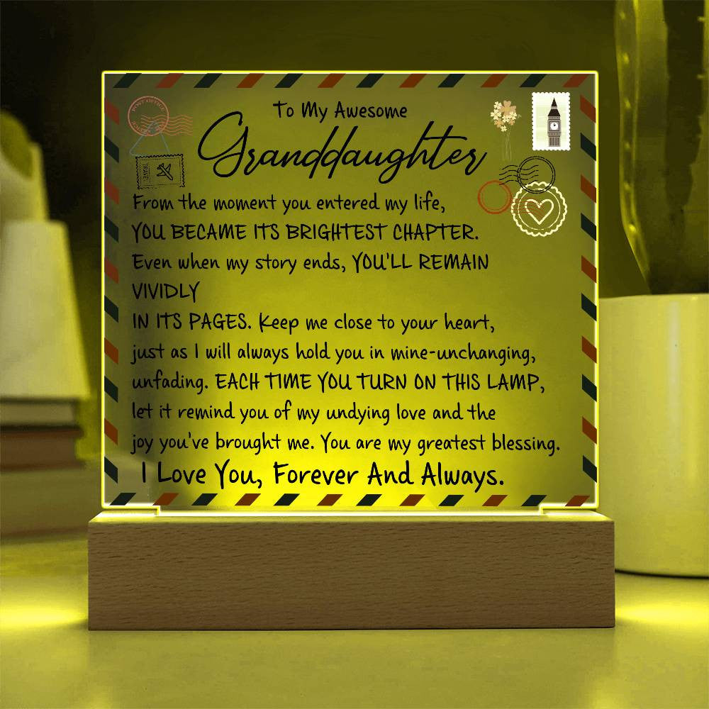 To My Granddaughter | LED Nightlight Acrylic Square Plaque