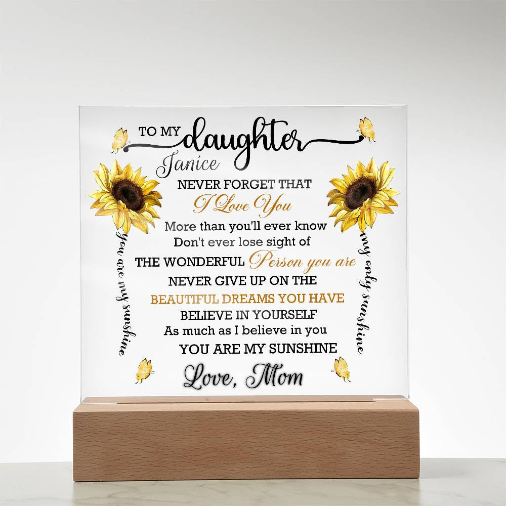 Free Personalization To My Daughter Acrylic Square Plaque