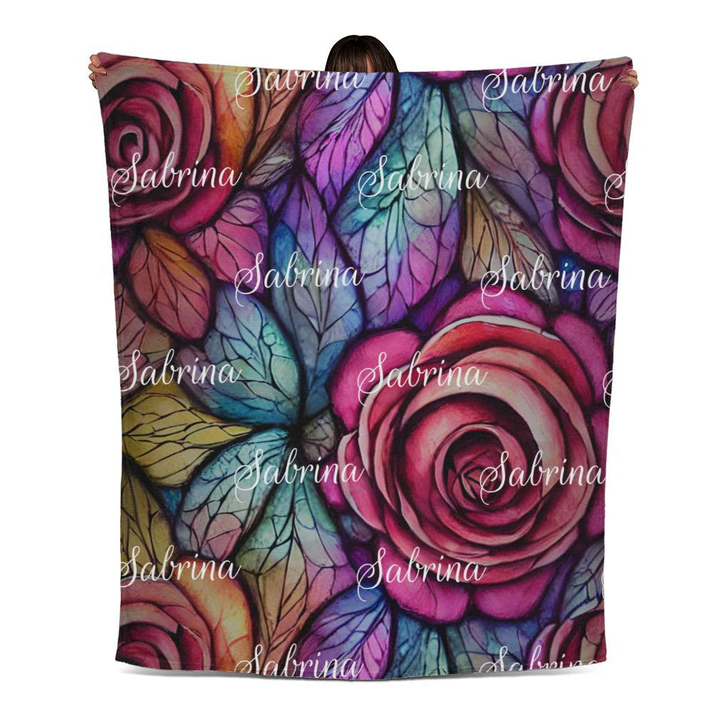 Rose Gothic Artwork Woven Blanket | Optional Personalization Gift for Loved One Christmas Birthday