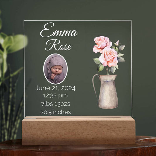 Illuminate Your Love with a Customizable LED Birth Announcement Plaque!