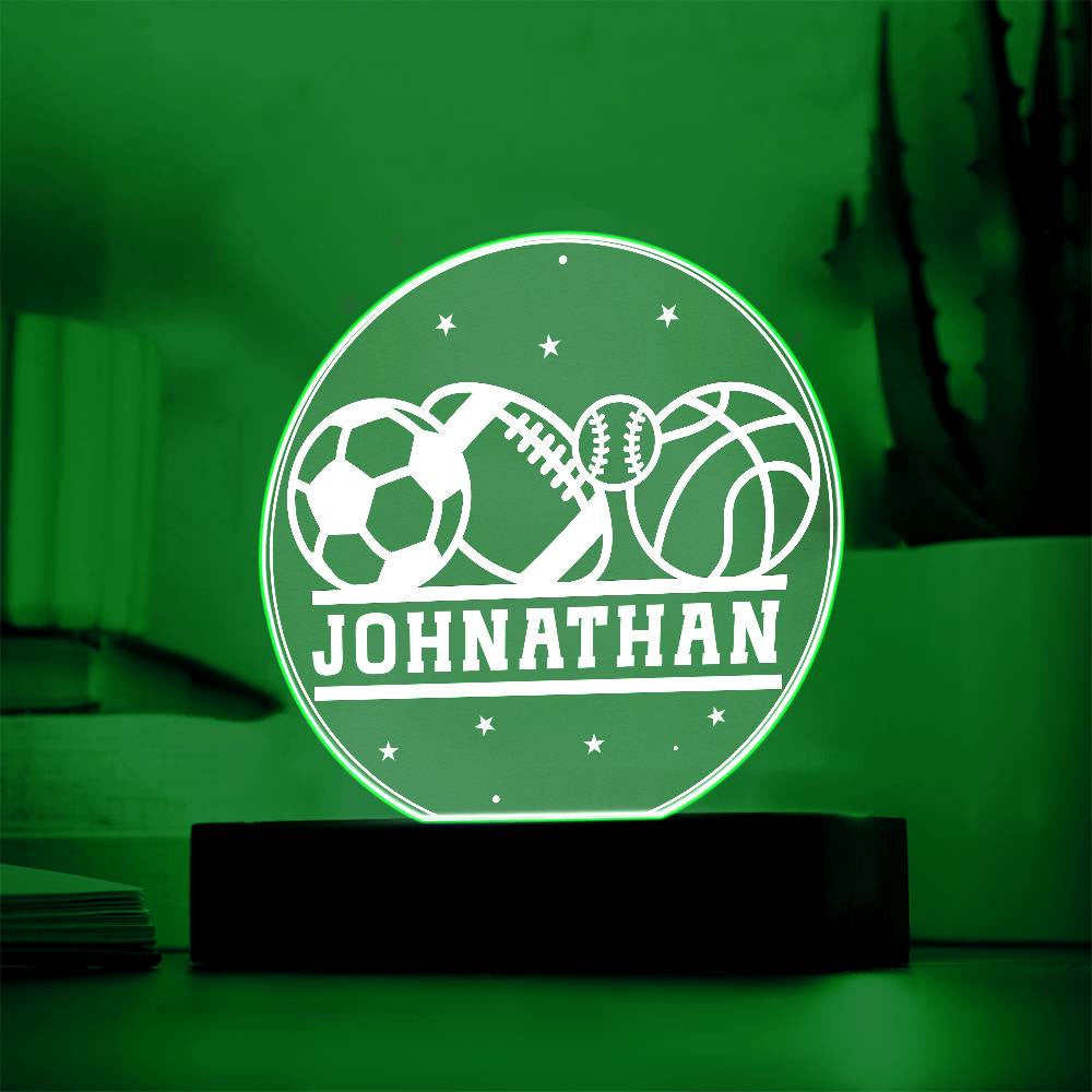 Personalized Name Sports Balls LED Nightlight Acrylic Circle Plaque