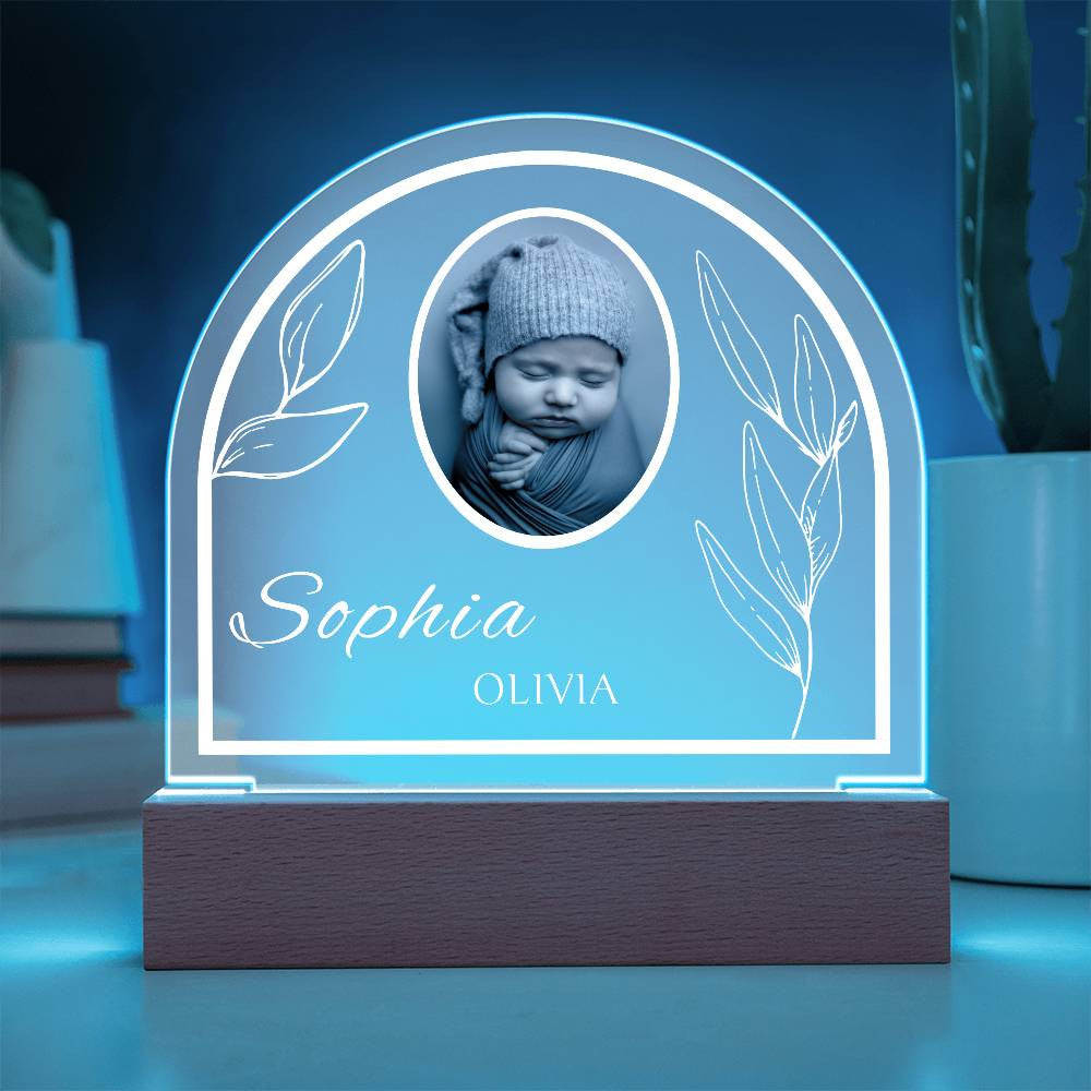 Personalized Photo First Name Middle Name Acrylic Dome Plaque | Baby Gift | Birthday | Christmas