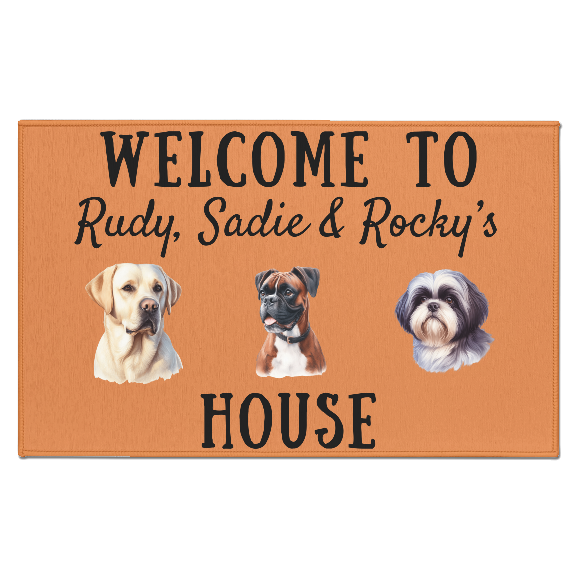 Personalized Dog Breed Welcome Indoor Doormat - 3 dogs