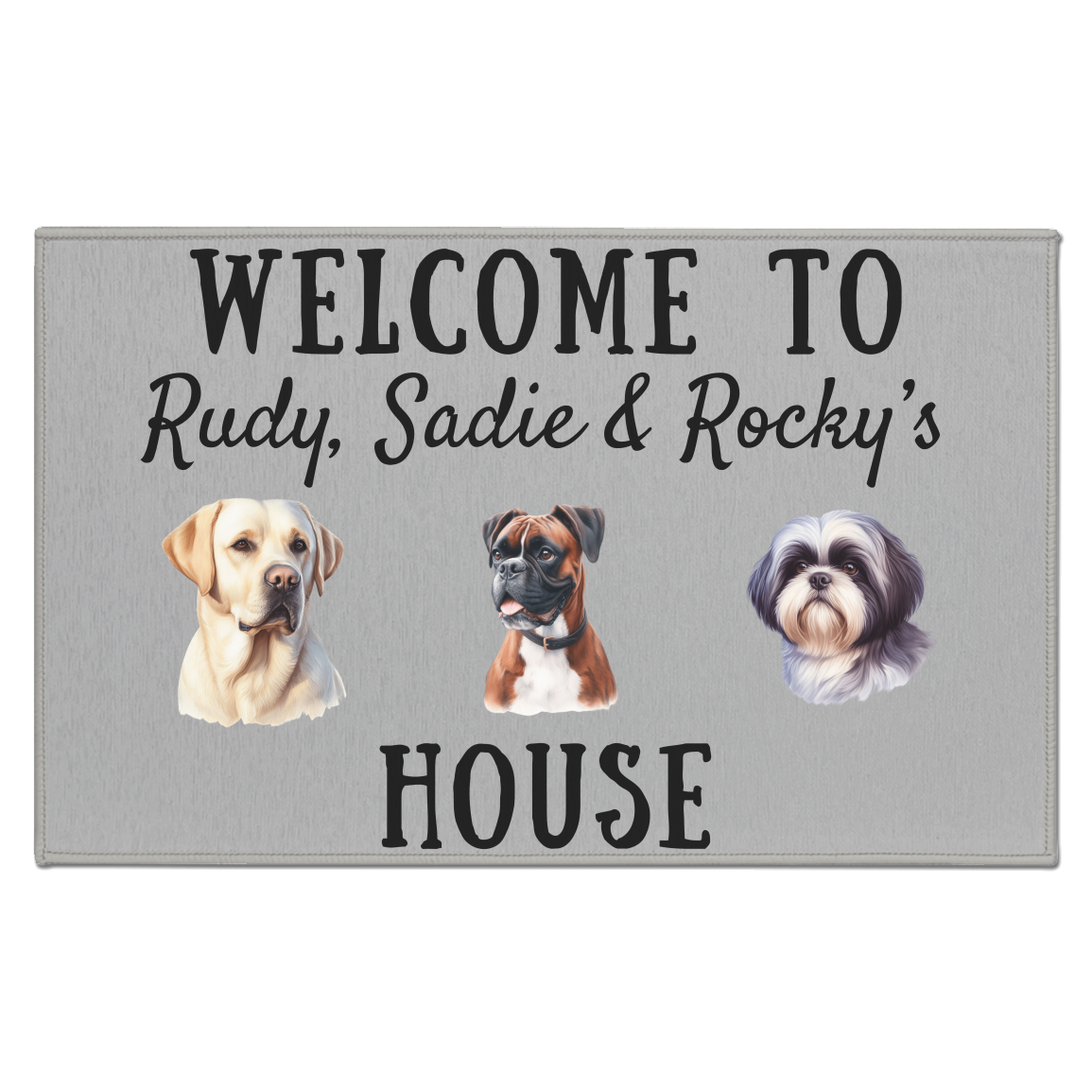 Personalized Dog Breed Welcome Indoor Doormat - 3 dogs