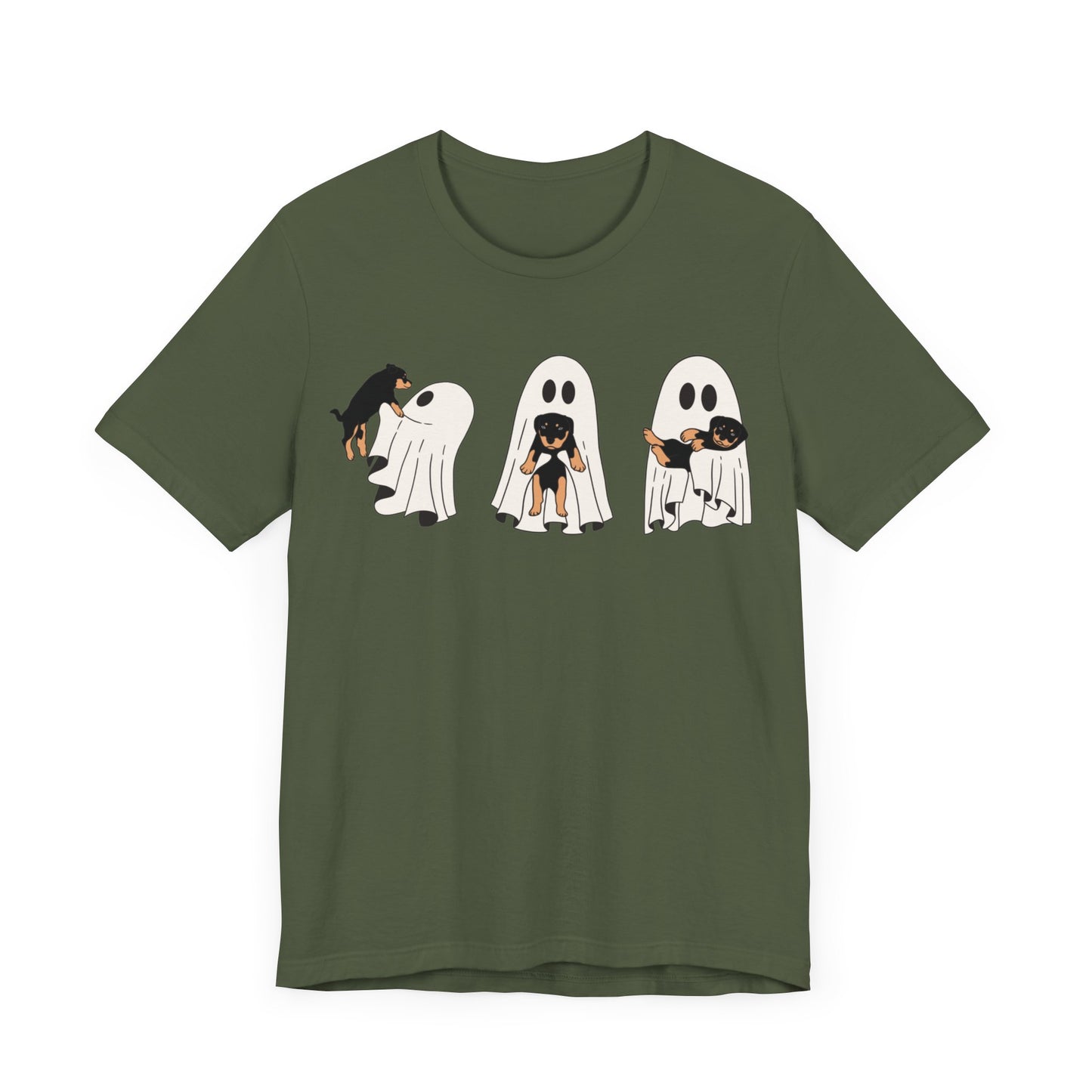 Cute Ghost & Puppy Funny Halloween Unisex Jersey Short Sleeve Tee | Dog Lover