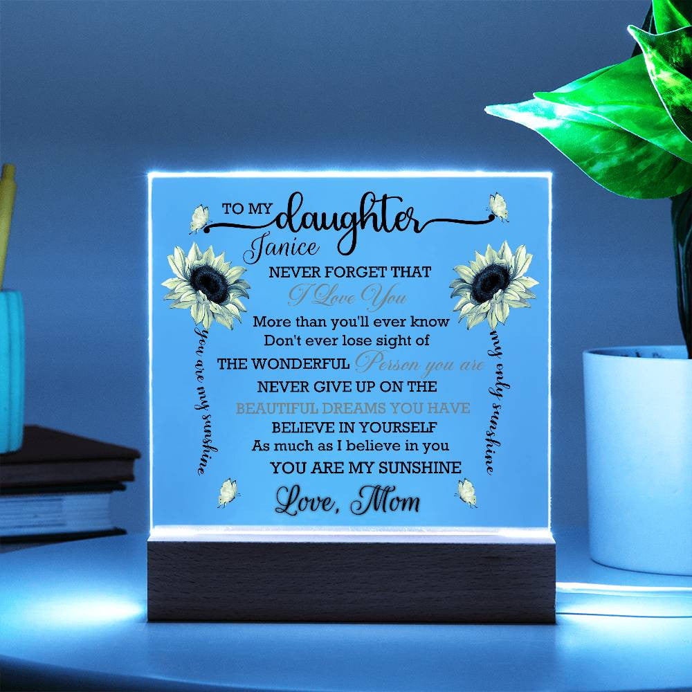 Free Personalization To My Daughter Acrylic Square Plaque