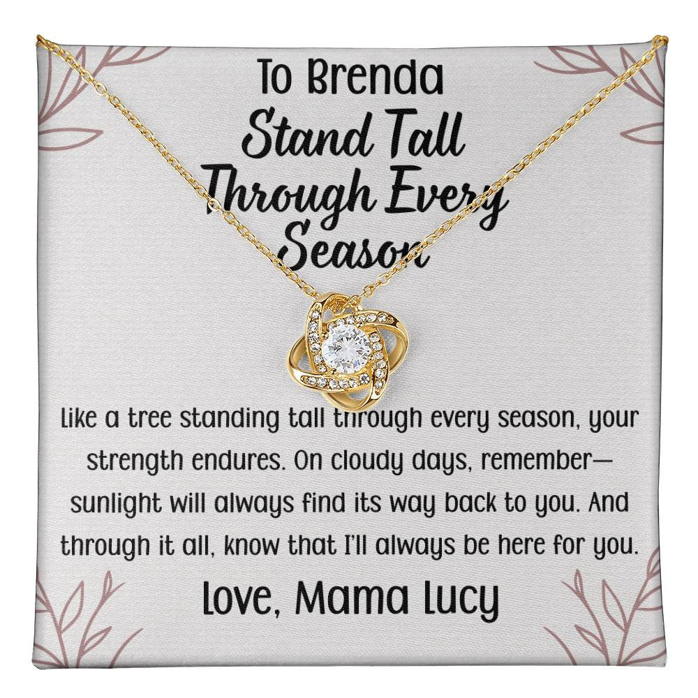 Love Knot Necklace Stand Tall, Message of Encouragement | Poem and Gift Box Included