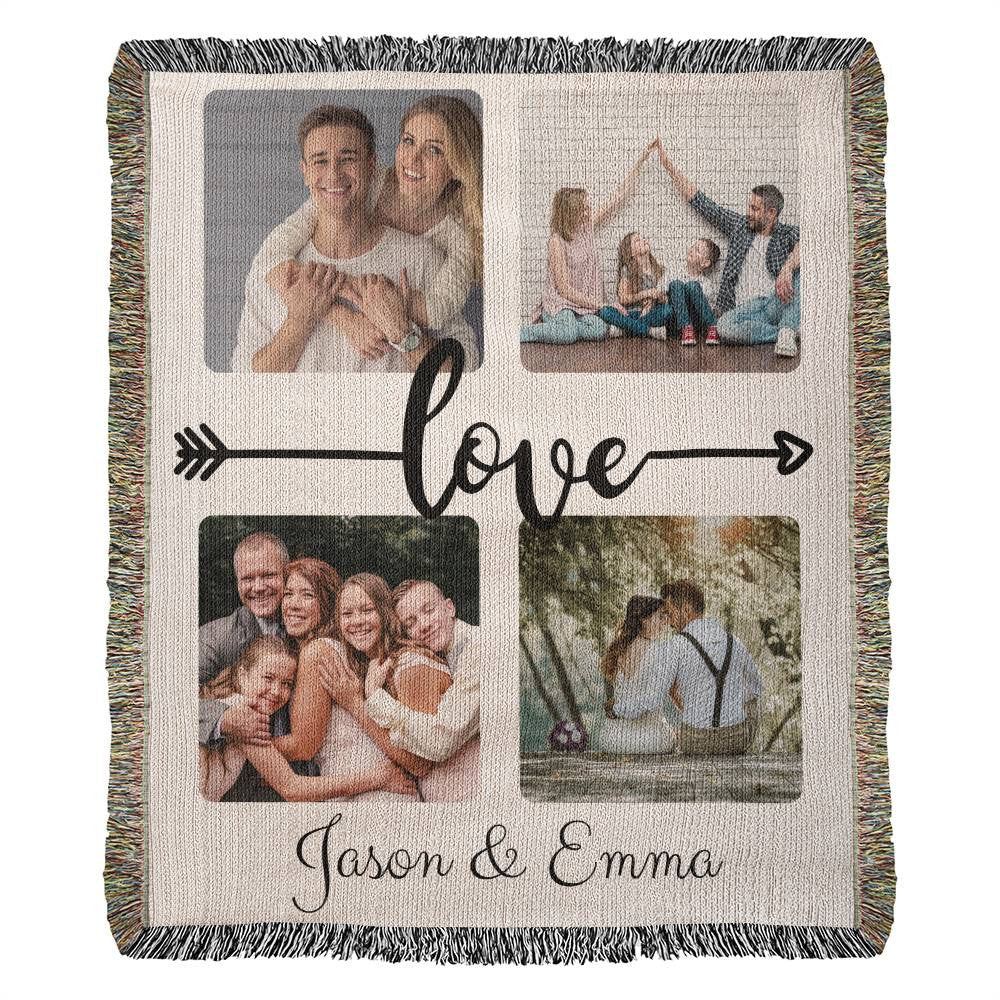 Personalized Photo Heirloom Artwork Woven Blanket (Portrait) Anniversary Christmas Gift