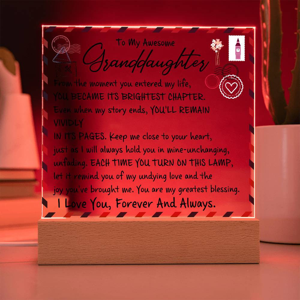 To My Granddaughter | LED Nightlight Acrylic Square Plaque